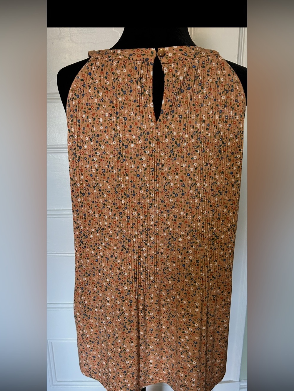 Adrianna Papell Rust Floral Pleated Midi Dress